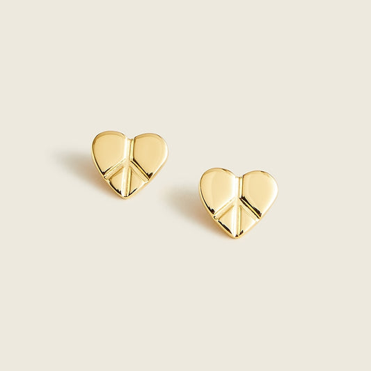 14k gold-plated peace heart earrings