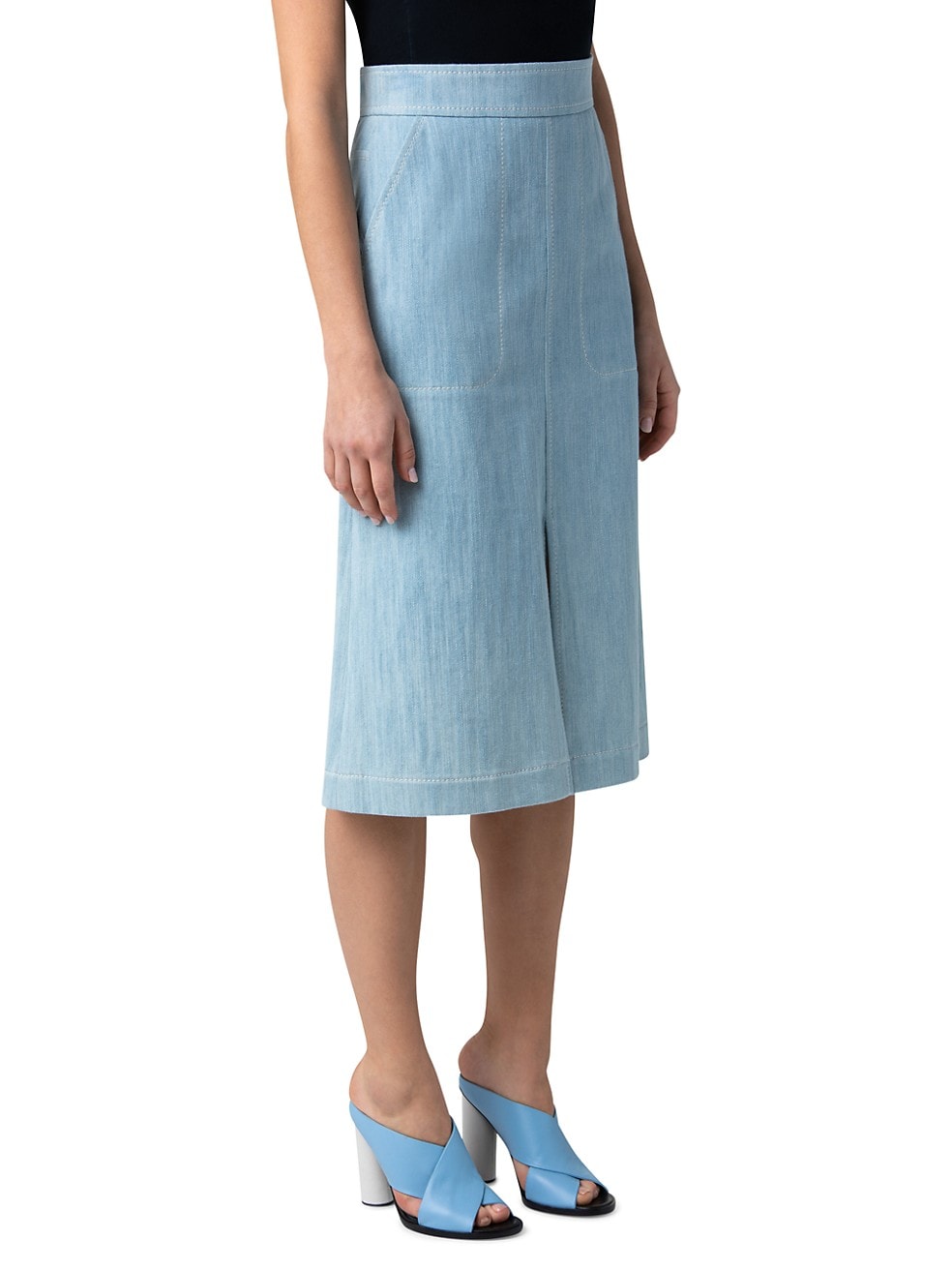 Washed Denim Stretch A-Line Skirt