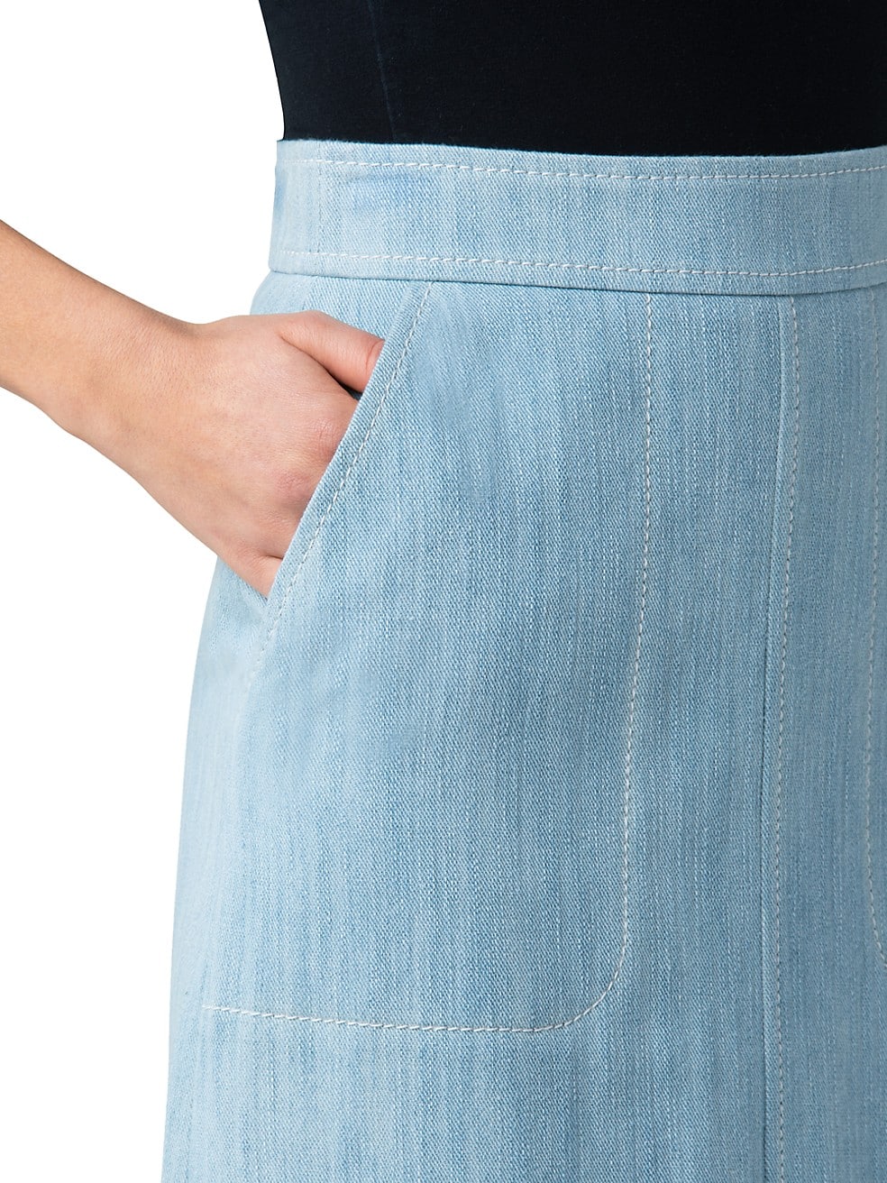 Washed Denim Stretch A-Line Skirt