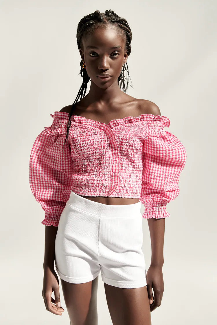Gingham Cropped Top